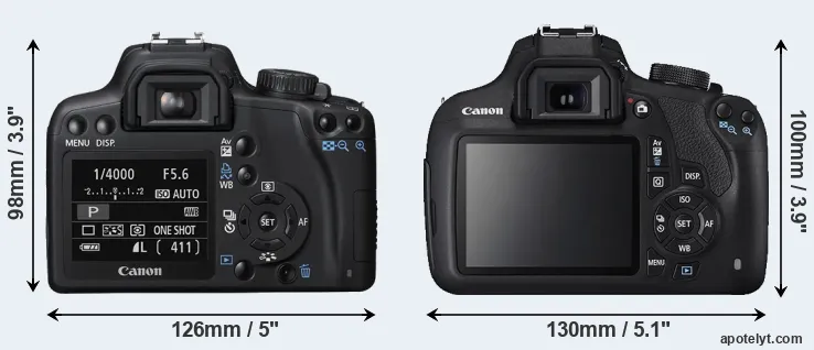 Comparison 1000D or T5 rear
