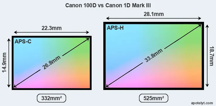 Canon 100D and Canon 1D Mark III sensor measures