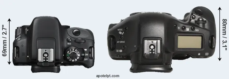 Compare 100D versus 1D Mark III top