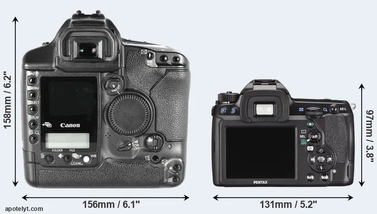 Comparison 1D Mark II or K-5 II rear