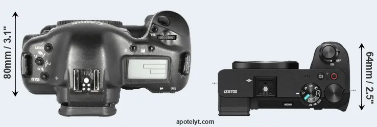 Compare 1D Mark II versus A6700 top