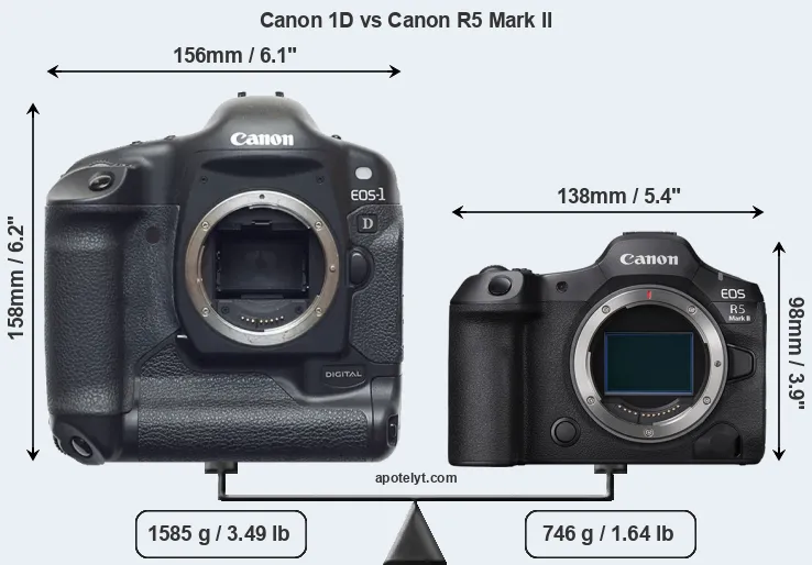Size Canon 1D vs Canon R5 Mark II