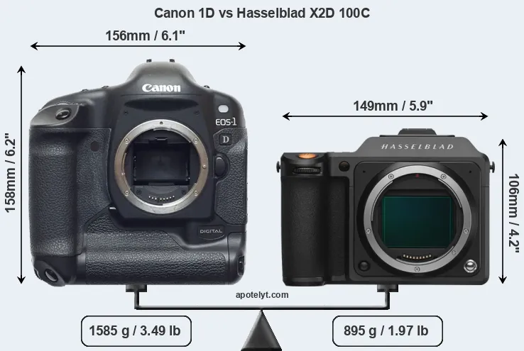 Size Canon 1D vs Hasselblad X2D 100C
