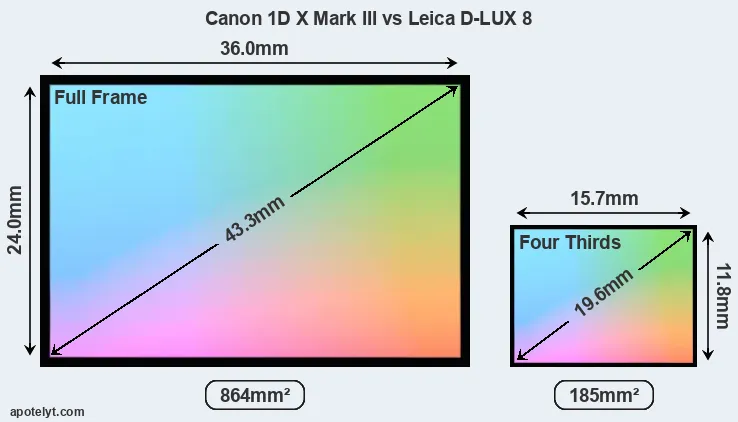 Canon 1D X Mark III and Leica D-LUX 8 sensor measures