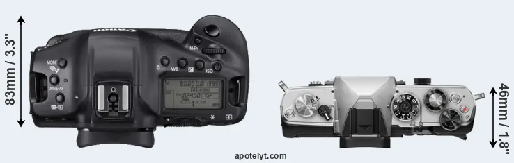 Compare 1DX Mark III versus OM-3 top
