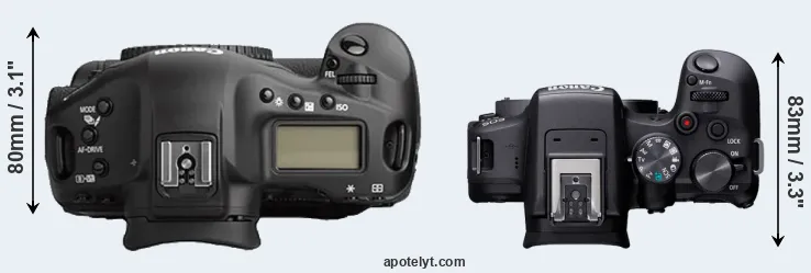 Compare 1Ds Mark II versus R10 top