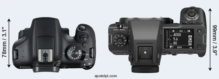 Compare 2000D versus GFX 100 II top