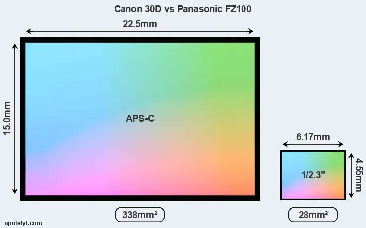 Canon 30D and Panasonic FZ100 sensor measures