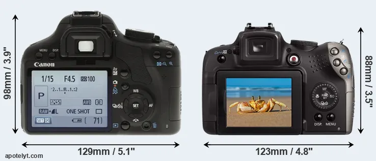 Comparison 500D or SX20 rear
