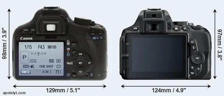 Comparison 500D or D5600 rear