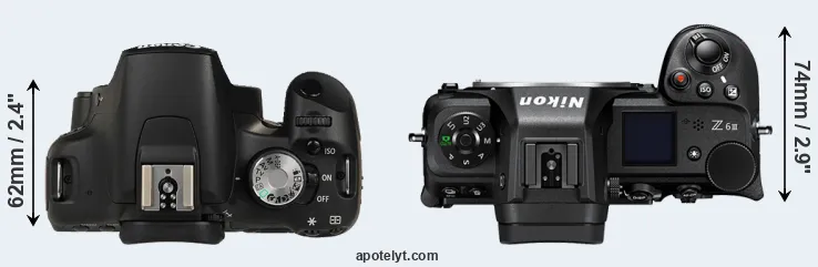 Compare 500D versus Z6 III top