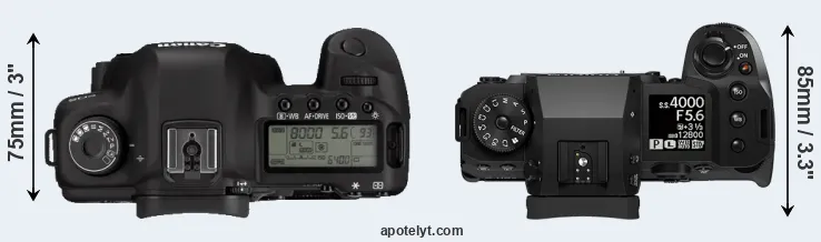 Compare 5D Mark II versus X-H2S top