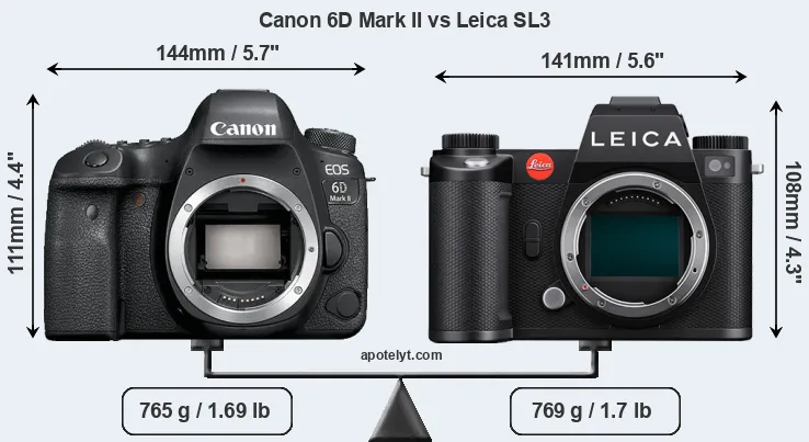 Size Canon 6D Mark II vs Leica SL3