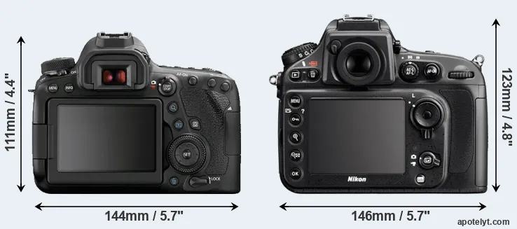 Comparison 6D Mark II or D800E rear