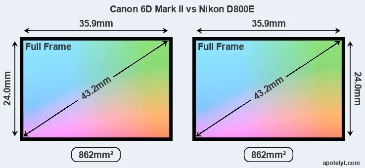 Canon 6D Mark II and Nikon D800E sensor measures