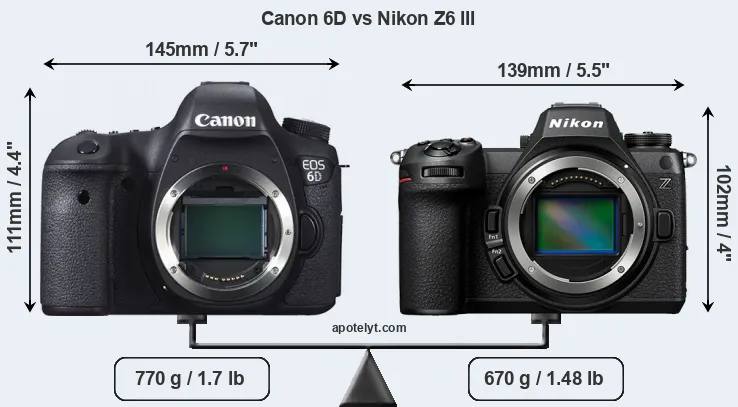 Size Canon 6D vs Nikon Z6 III