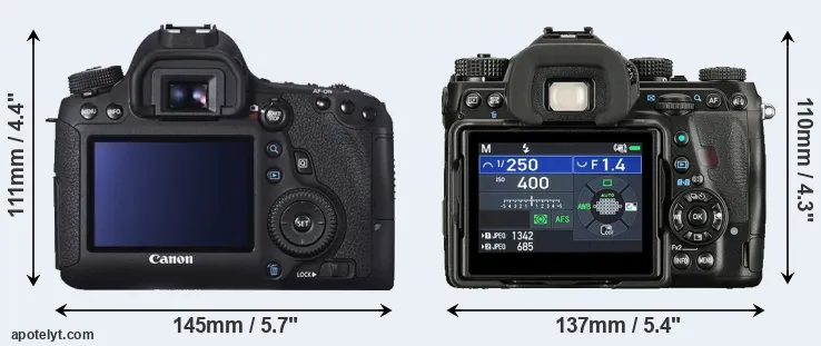 Comparison 6D or K-1 II rear