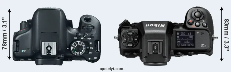 Compare 750D versus Z8 top