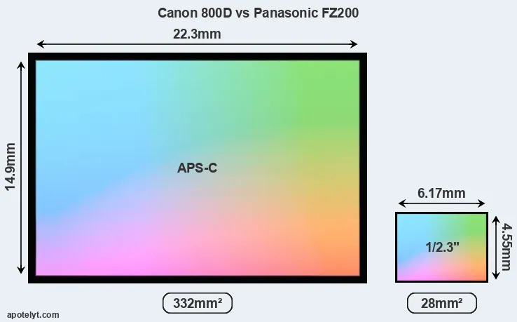 Canon 800D and Panasonic FZ200 sensor measures
