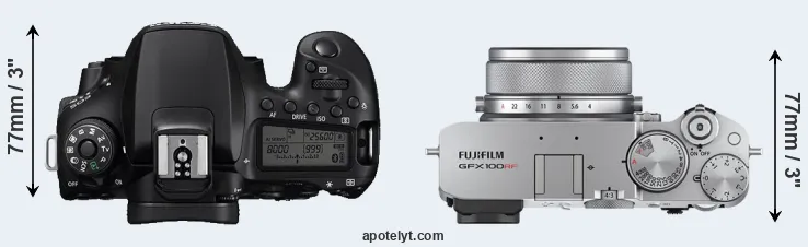 Compare 90D versus GFX 100RF top