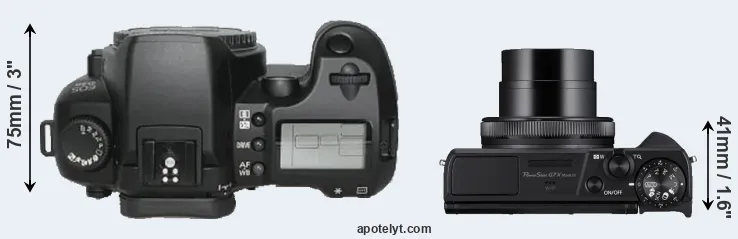 Compare D30 versus G7X Mark III top