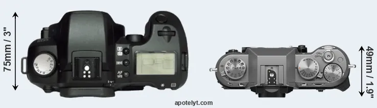 Compare D60 versus X-T50 top