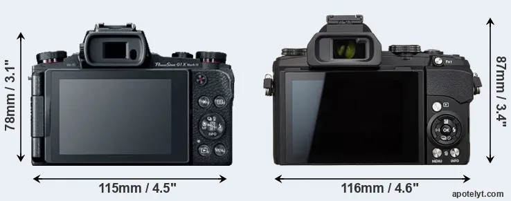 Comparison G1X Mark III or Stylus 1s rear