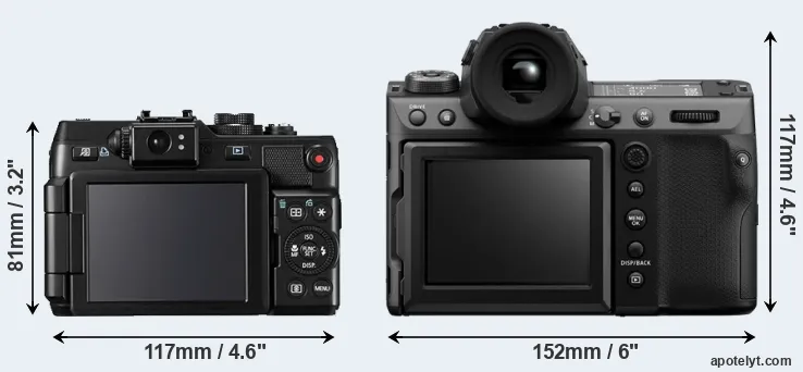 Comparison G1X or GFX 100 II rear