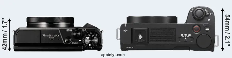 Compare G7X Mark II versus ZV-E10 II top