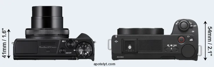 Compare G7X Mark III versus ZV-E10 II top
