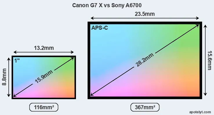 Canon G7 X and Sony A6700 sensor measures