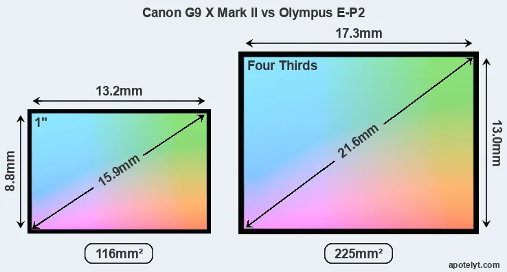 Canon G9 X Mark II and Olympus E-P2 sensor measures