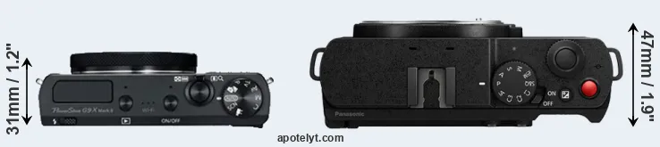 Compare G9X Mark II versus S9 top