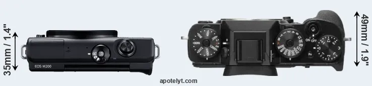 Compare M200 versus X-T2 top