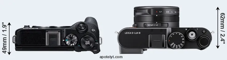 Compare M6 Mark II versus D-LUX 8 top
