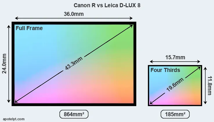 Canon R and Leica D-LUX 8 sensor measures