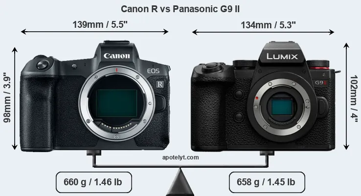 Size Canon R vs Panasonic G9 II