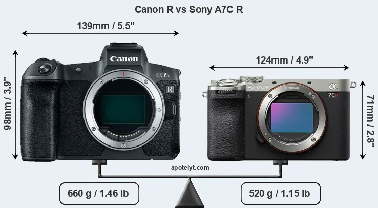 Size Canon R vs Sony A7C R