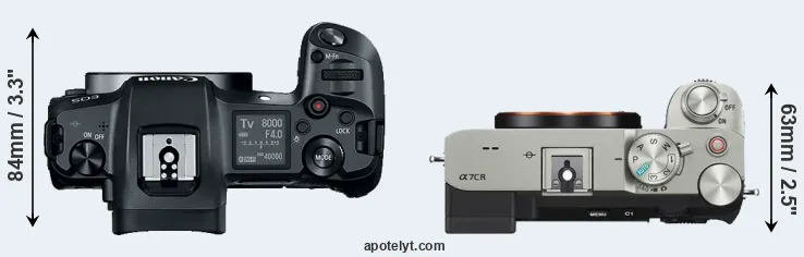 Compare Canon R versus A7C R top