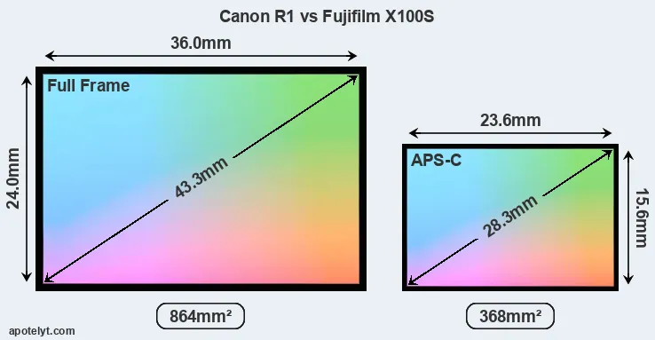 Canon R1 and Fujifilm X100S sensor measures