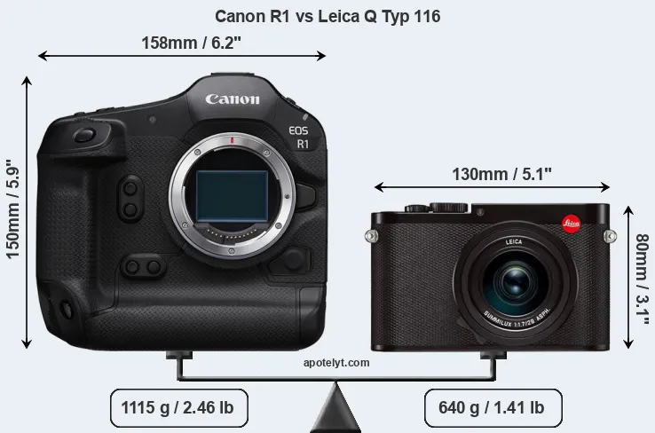 Size Canon R1 vs Leica Q Typ 116