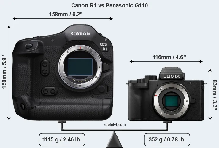 Size Canon R1 vs Panasonic G110