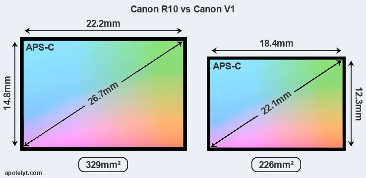 Canon R10 and Canon V1 sensor measures