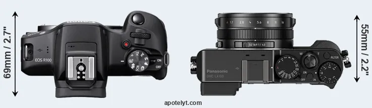 Compare R100 versus LX100 top