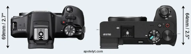Compare R100 versus A6700 top