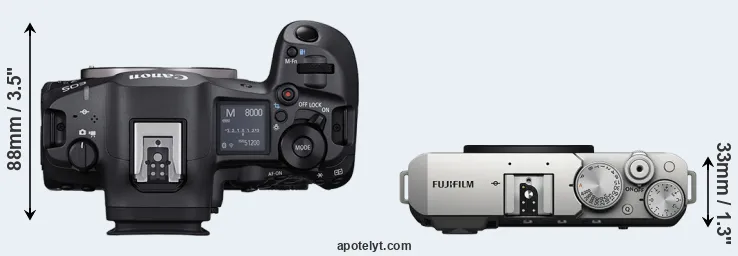 Compare R5 Mark II versus X-E4 top