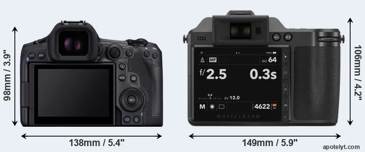 Comparison R5 Mark II or X2D 100C rear