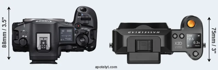 Compare R5 Mark II versus X2D 100C top