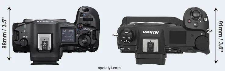 Compare R5 Mark II versus Z9 top