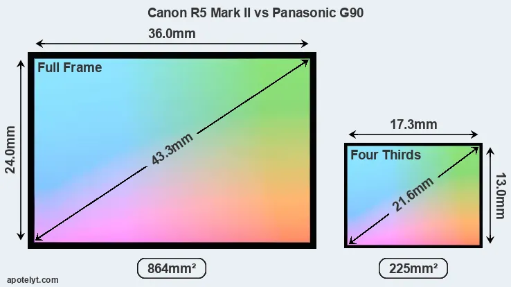 Canon R5 Mark II and Panasonic G90 sensor measures
